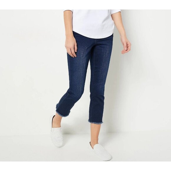 Belle by Kim Gravel Petite TripleLuxe Denim Jeans Dark Indigo,Pet 8 - Picture 1 of 1
